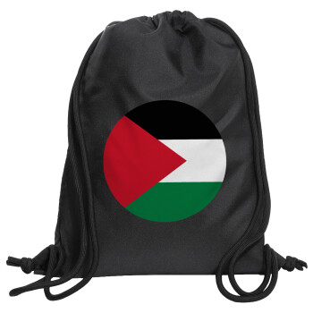 Palestine Flag, Backpack pouch GYMBAG Black, with pocket (40x48cm) & thick cords