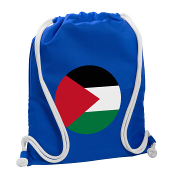 Palestine Flag, Backpack pouch GYMBAG Blue, with pocket (40x48cm) & thick cords