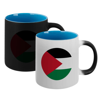 Palestine Flag, Κούπα Μαγική εσωτερικό μπλε, κεραμική 330ml που αλλάζει χρώμα με το ζεστό ρόφημα