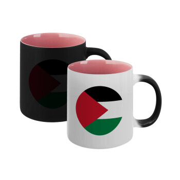 Palestine Flag, Κούπα Μαγική εσωτερικό ΡΟΖ, κεραμική 330ml που αλλάζει χρώμα με το ζεστό ρόφημα