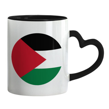 Σημαία Παλαιστίνης, Κούπα καρδιά χερούλι μαύρη, κεραμική, 330ml