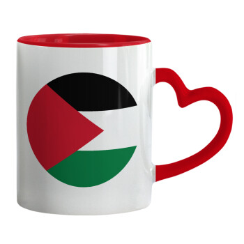 Palestine Flag, Mug heart red handle, ceramic, 330ml