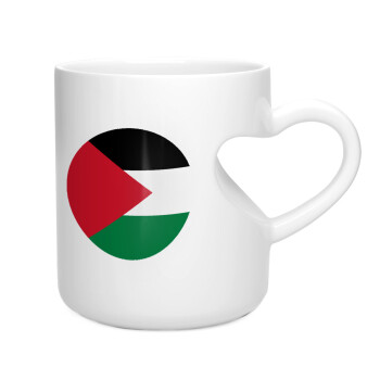 Palestine Flag, Κούπα καρδιά λευκή, κεραμική, 330ml