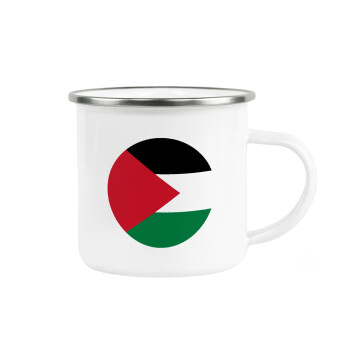 Palestine Flag, Metallic enamel cup white 360ml