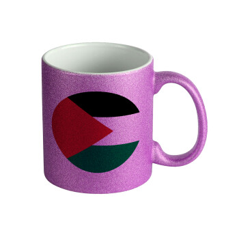 Palestine Flag, Κούπα Μωβ Glitter που γυαλίζει, κεραμική, 330ml