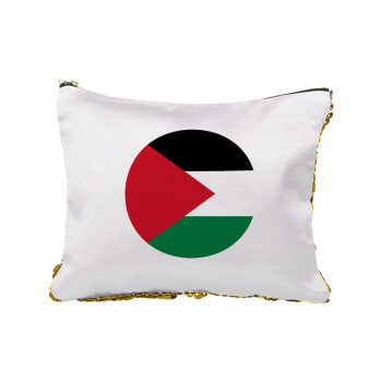 Palestine Flag, Sequin Gold Pouch Cosmetic Bag