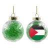 Transparent Christmas tree ball ornament with green filling 8cm