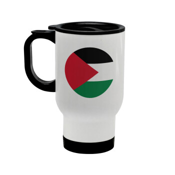 Σημαία Παλαιστίνης, Κούπα ταξιδιού ανοξείδωτη με καπάκι, διπλού τοιχώματος (θερμό) λευκή 450ml