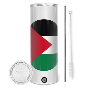 Palestine Flag, Tumbler stainless steel 600ml, with metal straw & cleaning brush