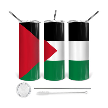 Palestine Flag, Tumbler stainless steel 600ml, with metal straw & cleaning brush