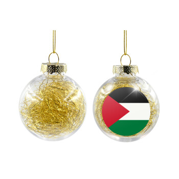 Palestine Flag, Transparent Christmas tree ball ornament with gold filling 8cm