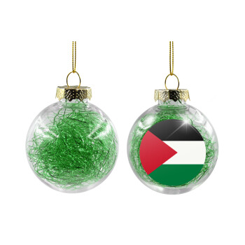 Palestine Flag, Transparent Christmas tree ball ornament with green filling 8cm