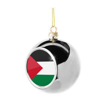 Palestine Flag, Silver 8cm Christmas tree ball ornament