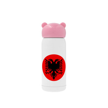 Albanian Flag, Pink stainless steel thermal flask, 320ml