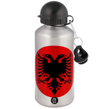 Albanian Flag, Metallic water jug, Silver, aluminum 500ml