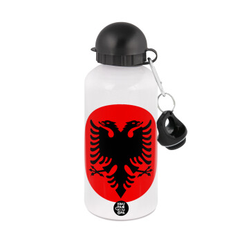 Σημαία Αλβανίας, Μεταλλικό παγούρι νερού, Λευκό, αλουμινίου 500ml