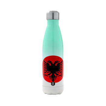 Albanian Flag, Metal mug thermos Green/White (Stainless steel), double wall, 500ml