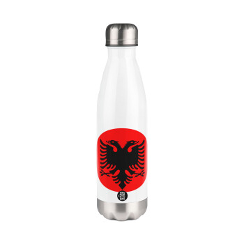 Albanian Flag, Metal mug thermos White (Stainless steel), double wall, 500ml