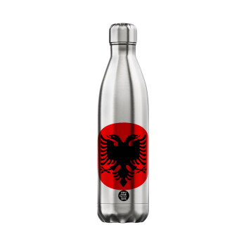 Albanian Flag, Inox (Stainless steel) hot metal mug, double wall, 750ml