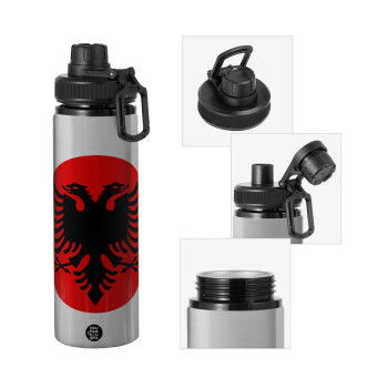 Albanian Flag, Metallic water bottle with safety cap, 850ml aluminum