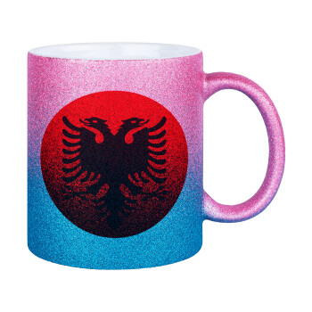 Albanian Flag, Κούπα Χρυσή/Μπλε Glitter, κεραμική, 330ml