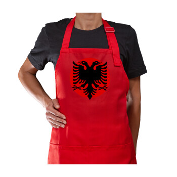 Albanian Flag, Ποδιά Μακριά Σεφ ολοσωμη με τσέπες Κόκκινη (ΕΝΗΛΙΚΩΝ)