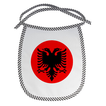 Albanian Flag, Σαλιάρα μωρού αλέκιαστη με κορδόνι Μαύρη