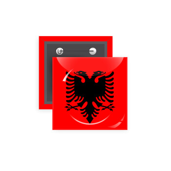 Albanian Flag, Κονκάρδα παραμάνα τετράγωνη 5x5cm