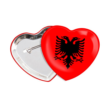 Albanian Flag, Κονκάρδα παραμάνα καρδιά (57x52mm)