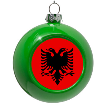 Albanian Flag, Green Christmas tree ornament bauble 8cm