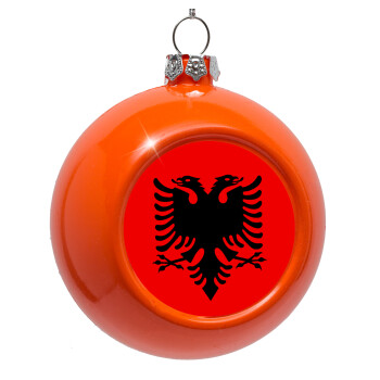 Albanian Flag, Orange Christmas tree ornament bauble 8cm