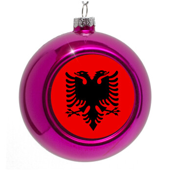 Albanian Flag, Purple Christmas tree ornament bauble 8cm