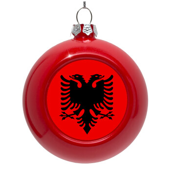 Albanian Flag, Red Christmas tree ornament bauble 8cm