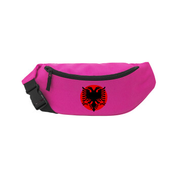 Albanian Flag, Unisex waist bag (banana) in PINK color with 2 pockets