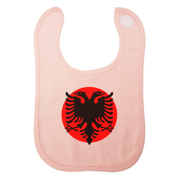 Albanian Flag, Σαλιάρα με Σκρατς ΡΟΖ 100% Organic Cotton (0-18 months)