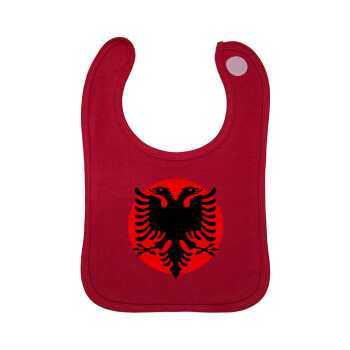 Albanian Flag, Σαλιάρα με Σκρατς Κόκκινη 100% Organic Cotton (0-18 months)