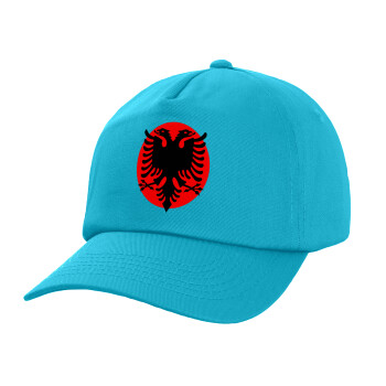 Albanian Flag, Adult Baseball Cap, 100% Cotton, Blue (COTTON, ADULT, UNISEX, ONE SIZE)