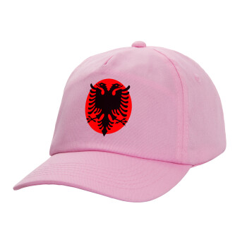 Albanian Flag, Adult Baseball Cap, 100% Cotton, PINK (COTTON, ADULT, UNISEX, ONE SIZE)