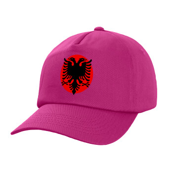 Albanian Flag, Children's Baseball Cap, 100% Cotton Twill, Fuchsia (COTTON, CHILDREN'S, UNISEX, ONE SIZE)