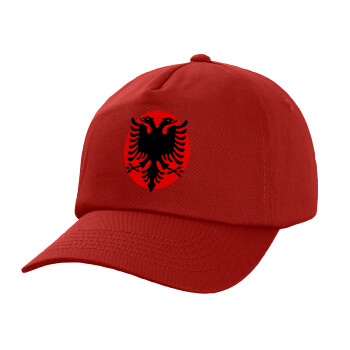 Albanian Flag, Adult Baseball Cap, 100% Cotton, Red (COTTON, ADULT, UNISEX, ONE SIZE)