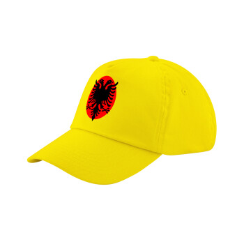 Albanian Flag, Child's Baseball Cap, 100% Cotton Twill, Yellow (COTTON, CHILD, UNISEX, ONE SIZE)