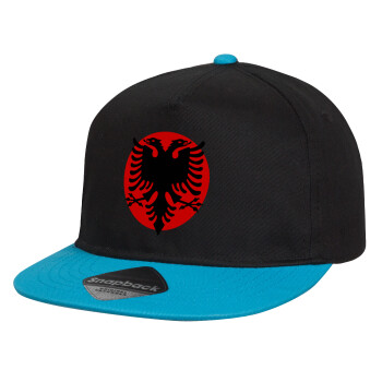 Σημαία Αλβανίας, Καπέλο παιδικό Flat Snapback, Μαύρο/Μπλε (100% ΒΑΜΒΑΚΕΡΟ, ΠΑΙΔΙΚΟ, UNISEX, ONE SIZE)