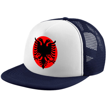 Albanian Flag, Children's Soft Trucker Cap with Dark Blue/White Mesh (POLYESTER, CHILDREN, ONE SIZE)