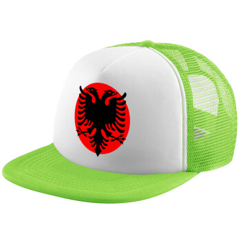 Albanian Flag, Child's Soft Trucker Hat with Green/White Mesh (POLYESTER, CHILDREN'S, ONE SIZE)