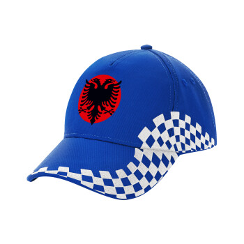 Albanian Flag, Adult Ultimate BLUE RACING Cap, (100% COTTON DRILL, ADULT, UNISEX, ONE SIZE)