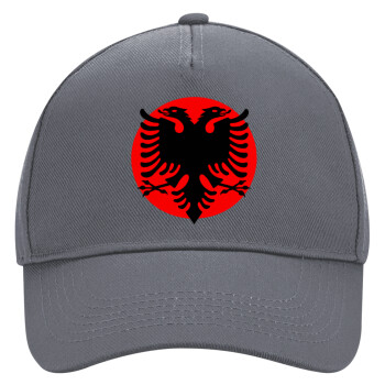 Albanian Flag, Ultimate Adult Hat Grey, (100% COTTON DRILL, ADULT, UNISEX, ONE SIZE)