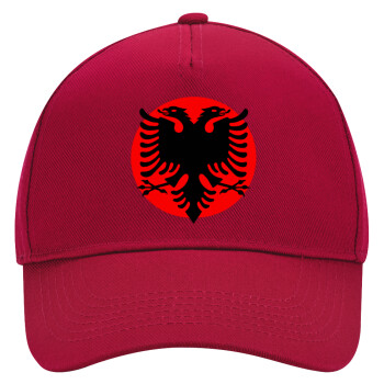 Albanian Flag, Adult Ultimate Hat RED, (100% COTTON DRILL, ADULT, UNISEX, ONE SIZE)