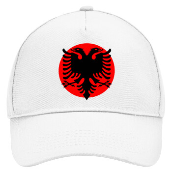 Σημαία Αλβανίας, Καπέλο Ενηλίκων Baseball, Drill, Λευκό (100% ΒΑΜΒΑΚΕΡΟ, ΕΝΗΛΙΚΩΝ, UNISEX, ONE SIZE)