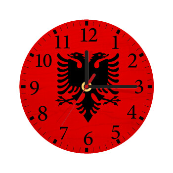 Albanian Flag, Ρολόι τοίχου ξύλινο plywood (20cm)