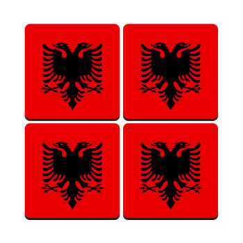 Σημαία Αλβανίας, ΣΕΤ 4 Σουβέρ ξύλινα τετράγωνα (9cm)
